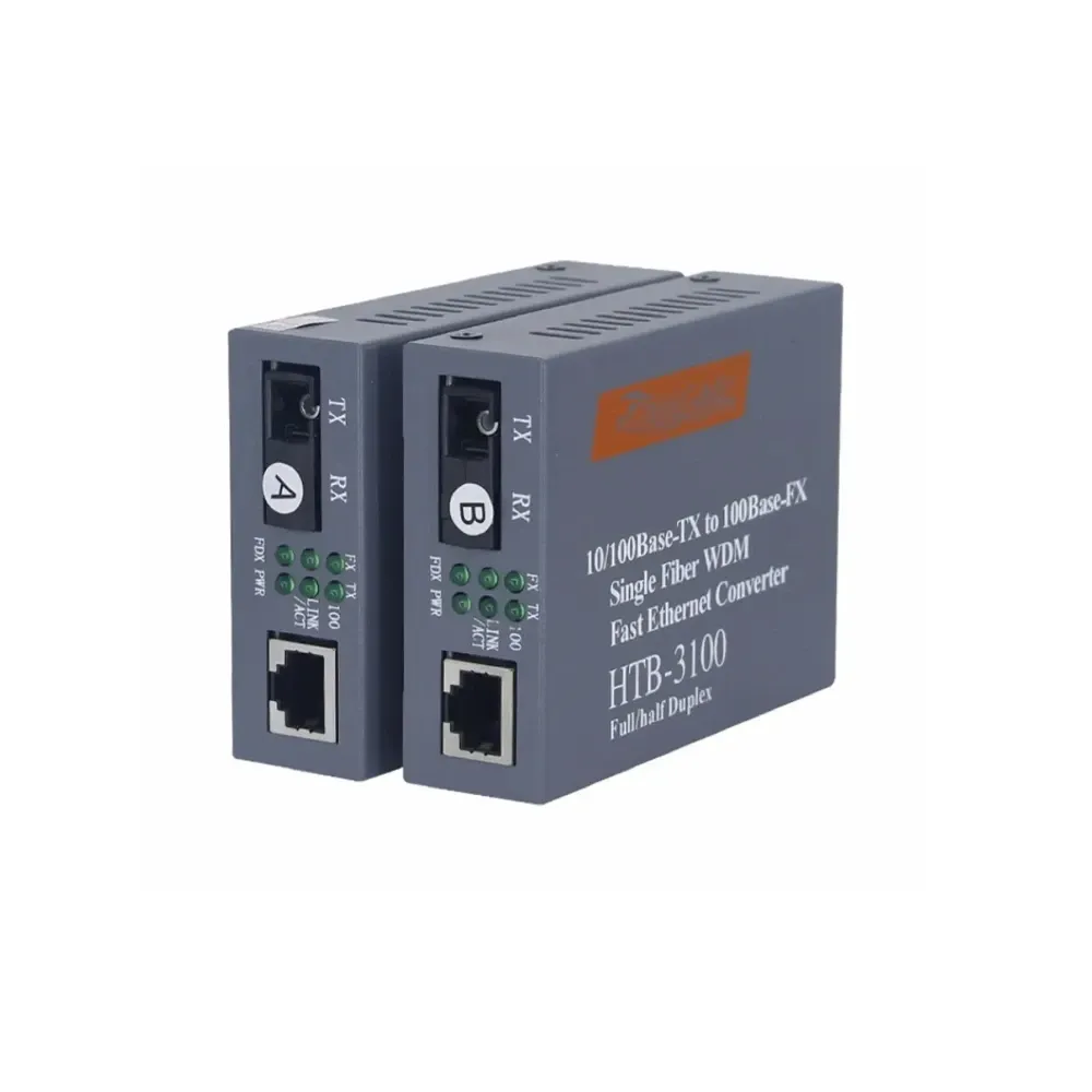 ETHERNET TO FIBER OPTIC DATA TRANSFER UNIT (HTB-3100) - 10/100M SINGLE-MODE SINGLE-FIBER WDM FIBER MEDIA CONVERTER