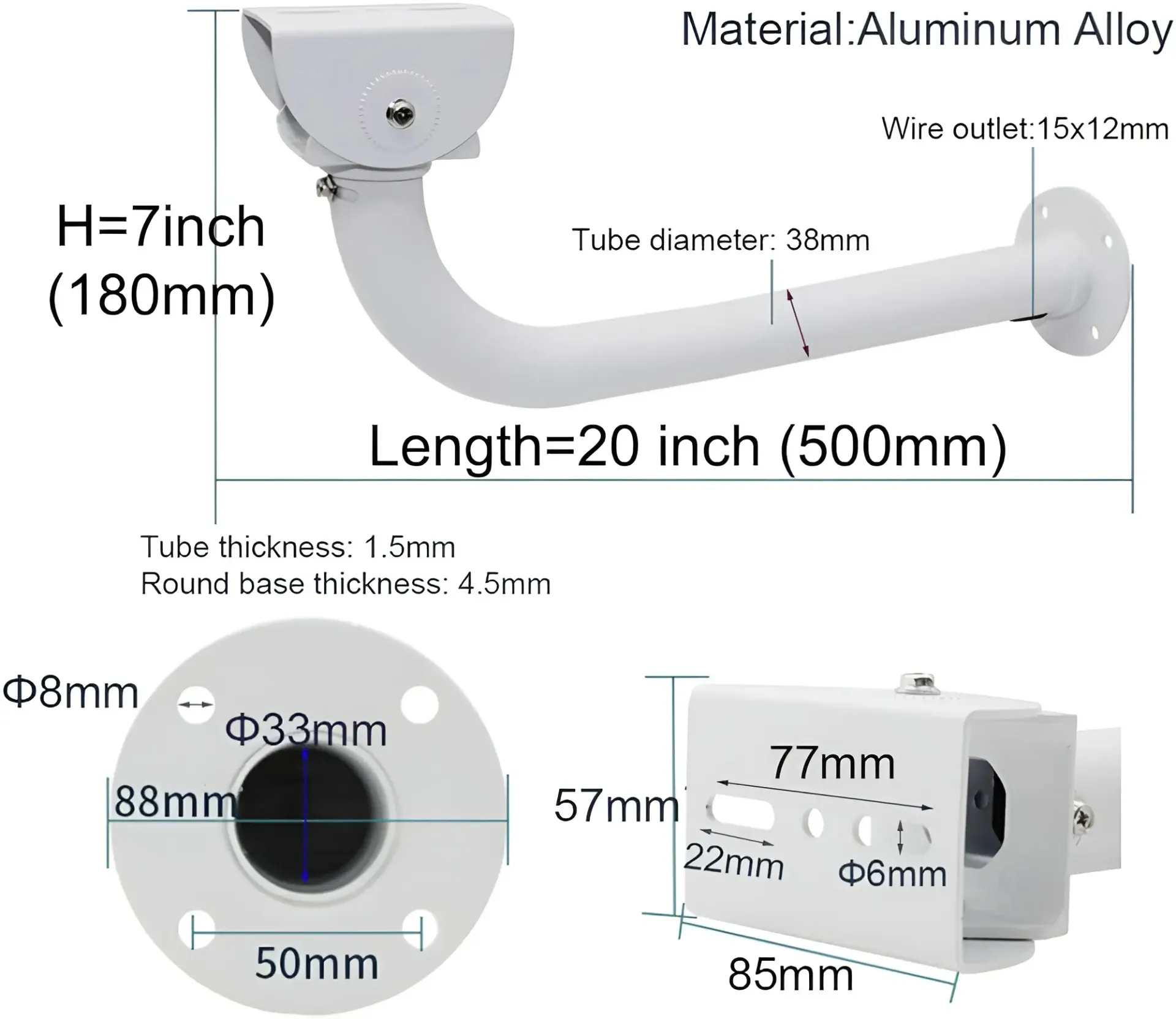 CCTV CAMERA BRACKET STEEL 500MM