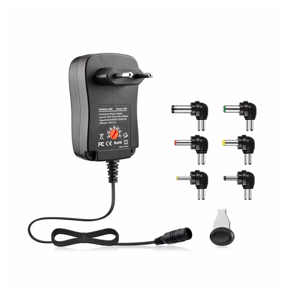 UNIVERSAL POWER ADAPTER 3V TO 12V 30W 2.1A WITH USB PORT