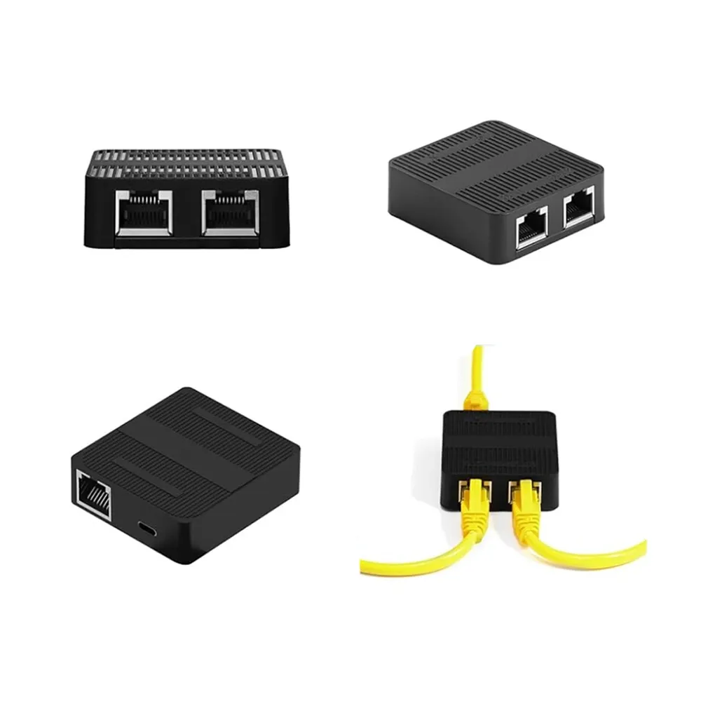 DIEWU 1 TO 2 NETWORK SPLITTER, 3 PORT ETHERNET SWITCH, 10/100MBPS, TYPE-C POWER SUPPLY, MINI SIZE PLUG AND PLAY