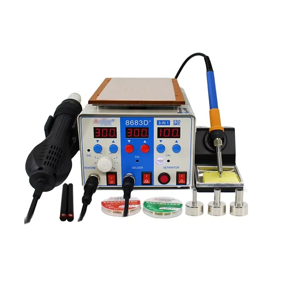 8683D+ 3 IN 1 DIGITAL 220V/110V BGA REWORK PREHEATING MOBILE MAINTENANCE HOT AIR SOLDERING MACHINE
