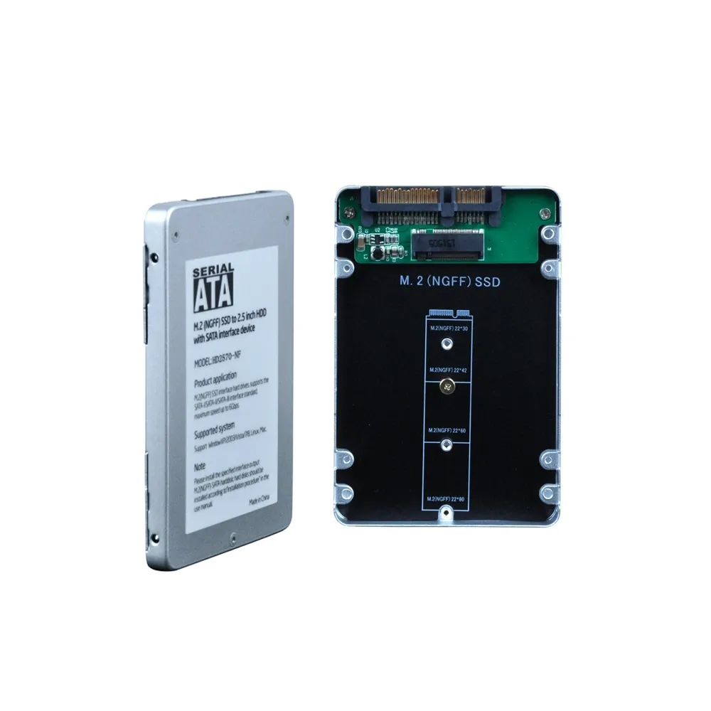 SATA 2.5 INCH SSD ENCLOSURE CONVERTER TO M.2 (NVME SINGLE CUT ) NGFF DUAL-USE CORD ADAPTER INTERNAL OR EXTERNAL USE FOR LAPTOP PC OR DESKTOP