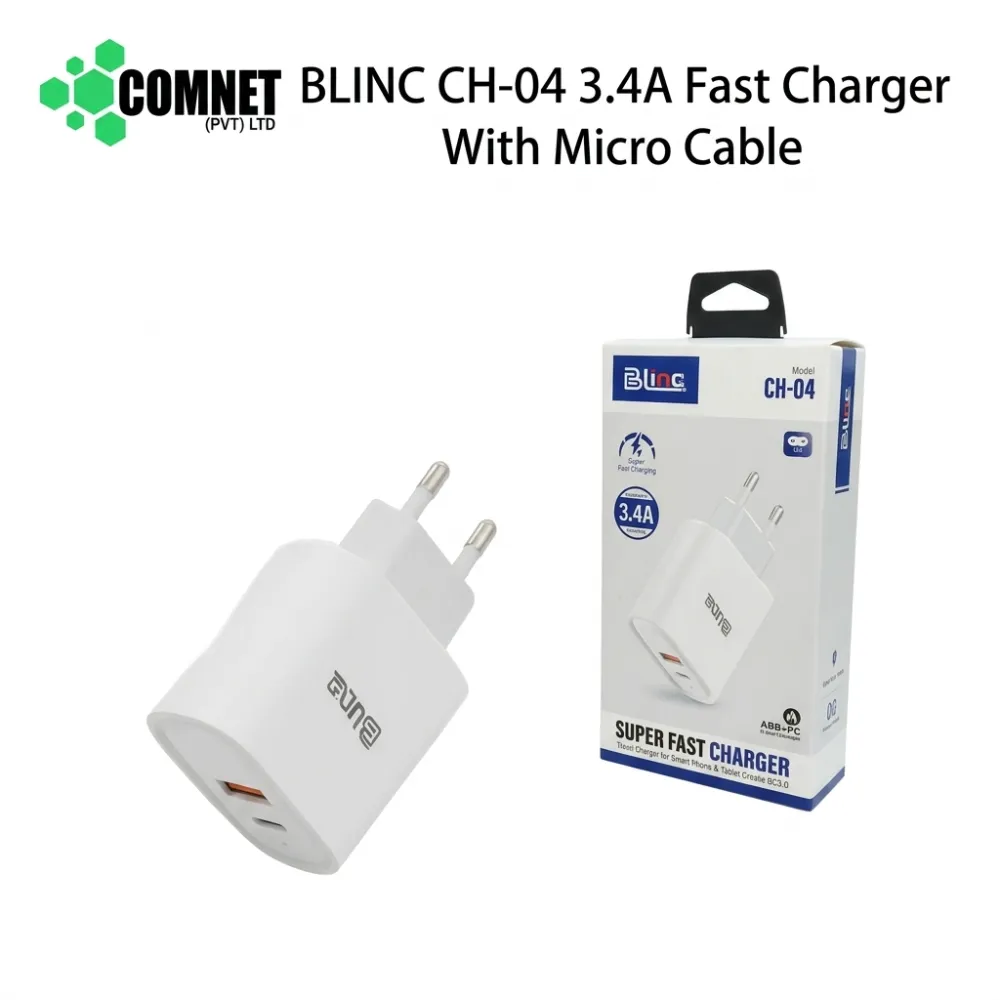 BLINC CH-04 3.4A FAST CHARGER WITH MICRO CABLE